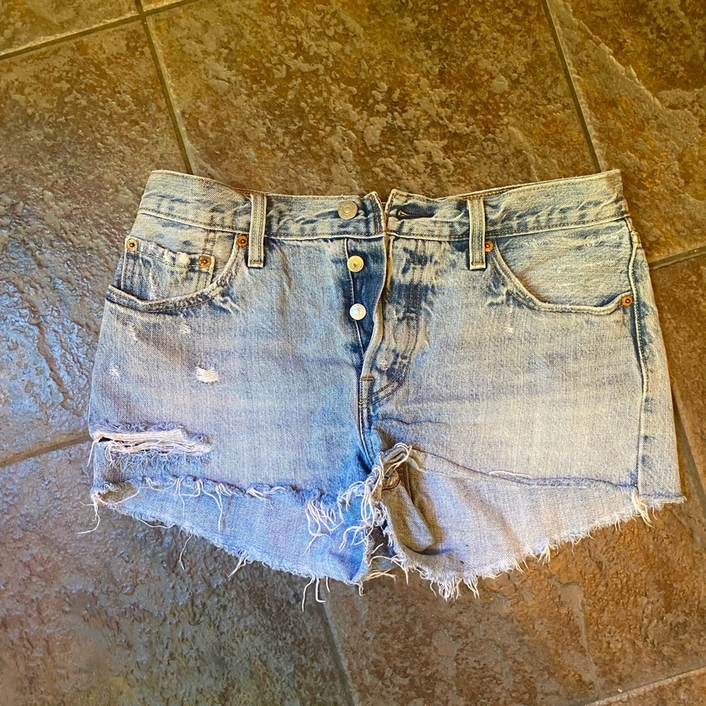 Vintage Levi's Light Blue Distressed Jean Shorts